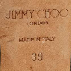 Pre Owned Jimmy Choo Navy Blue Denim Shar Peep Toe Slingback Pumps Size 39