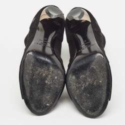 Jimmy Choo Black Leather and Suede Drift Cutout Booties Size 37