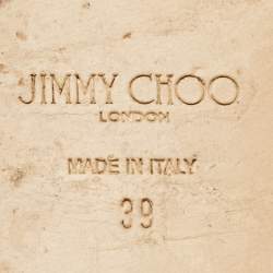 Pre Owned Jimmy Choo Gold Patent Leather Embellished T Strap Flat Sandals Size 39