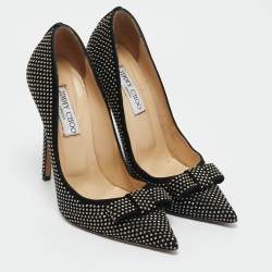 Pre Owned Jimmy Choo Black Suede Maya Studded Pumps Size 38