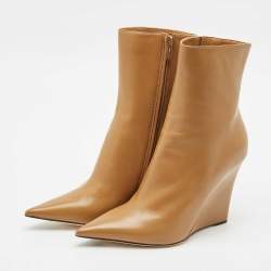 Jimmy Choo Brown Leather Baku Wedge Ankle Boots Size 40.5