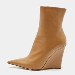 Jimmy Choo Brown Leather Baku Wedge Ankle Boots Size 40.5