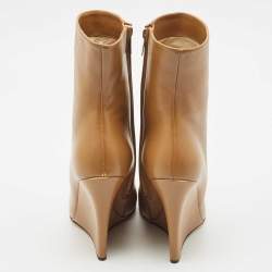 Jimmy Choo Brown Leather Baku Wedge Ankle Boots Size 40.5