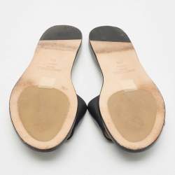 Jimmy Choo Black Leather Minea Flat Slide Sandals Size 38.5