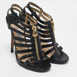 Jimmy Choo Black Leather Glenys Gladiator Sandals Size 38