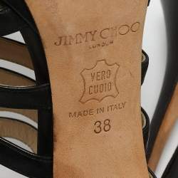 Jimmy Choo Black Leather Glenys Gladiator Sandals Size 38