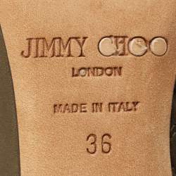 Jimmy Choo Olive Green Leather and Suede Troop Booties Size 36