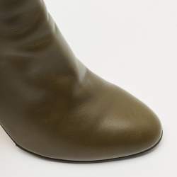 Jimmy Choo Olive Green Leather and Suede Troop Booties Size 36