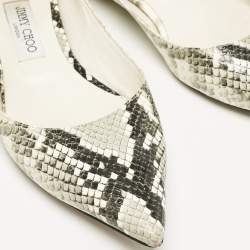 Jimmy Choo Grey/White Python Embossed Leather Romy Ballet Flats Size 39.5