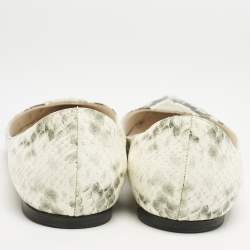 Jimmy Choo Grey/White Python Embossed Leather Romy Ballet Flats Size 39.5