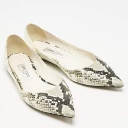 Jimmy Choo Grey/White Python Embossed Leather Romy Ballet Flats Size 39.5
