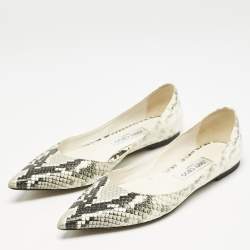 Jimmy Choo Grey/White Python Embossed Leather Romy Ballet Flats Size 39.5