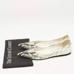 Jimmy Choo Grey/White Python Embossed Leather Romy Ballet Flats Size 39.5