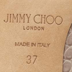 Jimmy Choo Grey Croc Embossed Leather Romy Pumps Size 37