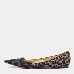 Jimmy Choo Black/Blue Calfhair Pointed Toe Ballet Flats Size 40.5