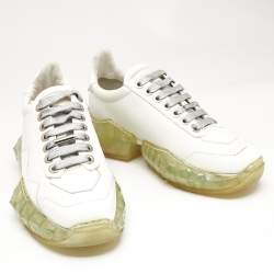 Jimmy Choo White Leather Diamond Low Top Sneakers Size 37