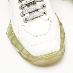 Jimmy Choo White Leather Diamond Low Top Sneakers Size 37