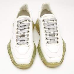Jimmy Choo White Leather Diamond Low Top Sneakers Size 37