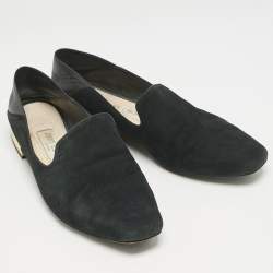 Pre Owned Jimmy Choo Black Suede Jaida Slip On Smoking Slippers Size 39