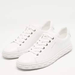 Jimmy Choo White Leather Diamond Light Low Top Sneakers Size 38