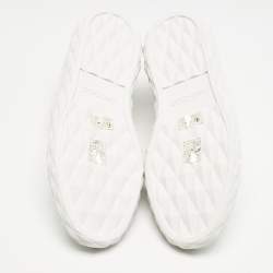Jimmy Choo White Leather Diamond Light Low Top Sneakers Size 38