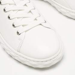 Jimmy Choo White Leather Diamond Light Low Top Sneakers Size 38