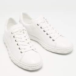 Jimmy Choo White Leather Diamond Light Low Top Sneakers Size 38