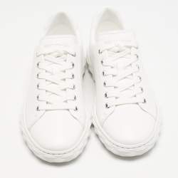 Jimmy Choo White Leather Diamond Light Low Top Sneakers Size 38
