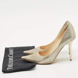 Pre Owned Jimmy Choo Gold Glitter Abel Pumps Size 37