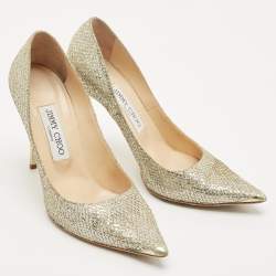 Pre Owned Jimmy Choo Gold Glitter Abel Pumps Size 37