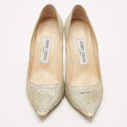 Pre Owned Jimmy Choo Gold Glitter Abel Pumps Size 37