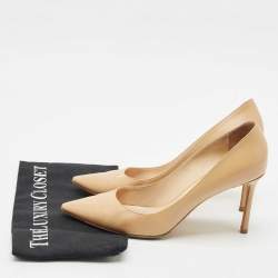 Jimmy Choo Beige Leather Romy Pointed Toe Pumps Size 40
