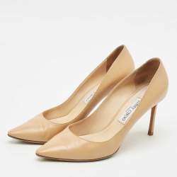 Jimmy Choo Beige Leather Romy Pointed Toe Pumps Size 40