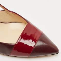 Jimmy Choo Burgundy/Red Patent and Leather Cut Out Pumps Size 38.5