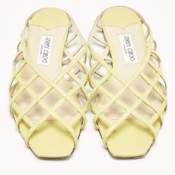 Jimmy Choo Green Leather sai Flat Sandals Size 40