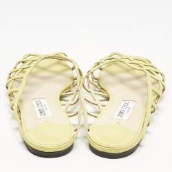 Jimmy Choo Green Leather sai Flat Sandals Size 40