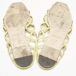 Jimmy Choo Green Leather sai Flat Sandals Size 40