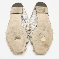 Jimmy Choo Gold Python Embossed Leather Sai Flat Sandals Size 40