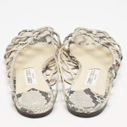 Jimmy Choo Gold Python Embossed Leather Sai Flat Sandals Size 40