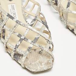 Jimmy Choo Gold Python Embossed Leather Sai Flat Sandals Size 40