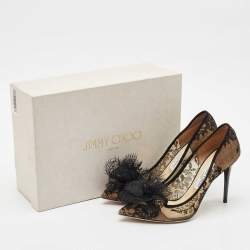Jimmy Choo Black Lace Duchess Pointed Toe Pumps Size 39