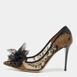 Jimmy Choo Black Lace Duchess Pointed Toe Pumps Size 39