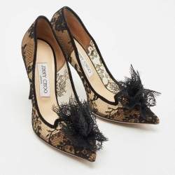 Jimmy Choo Black Lace Duchess Pointed Toe Pumps Size 39