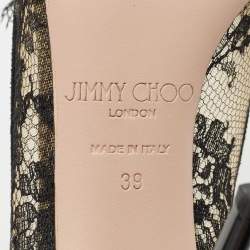 Jimmy Choo Black Lace Duchess Pointed Toe Pumps Size 39