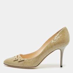 Jimmy Choo Two Tone Croc Embossed  Patent Leather Pumps Size 38.5