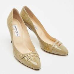 Jimmy Choo Two Tone Croc Embossed  Patent Leather Pumps Size 38.5