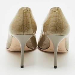 Jimmy Choo Two Tone Croc Embossed  Patent Leather Pumps Size 38.5