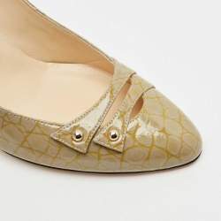 Jimmy Choo Two Tone Croc Embossed  Patent Leather Pumps Size 38.5