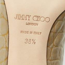 Jimmy Choo Two Tone Croc Embossed  Patent Leather Pumps Size 38.5
