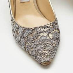 Jimmy Choo Grey/Beige Lace Romy Pumps Size 38.5